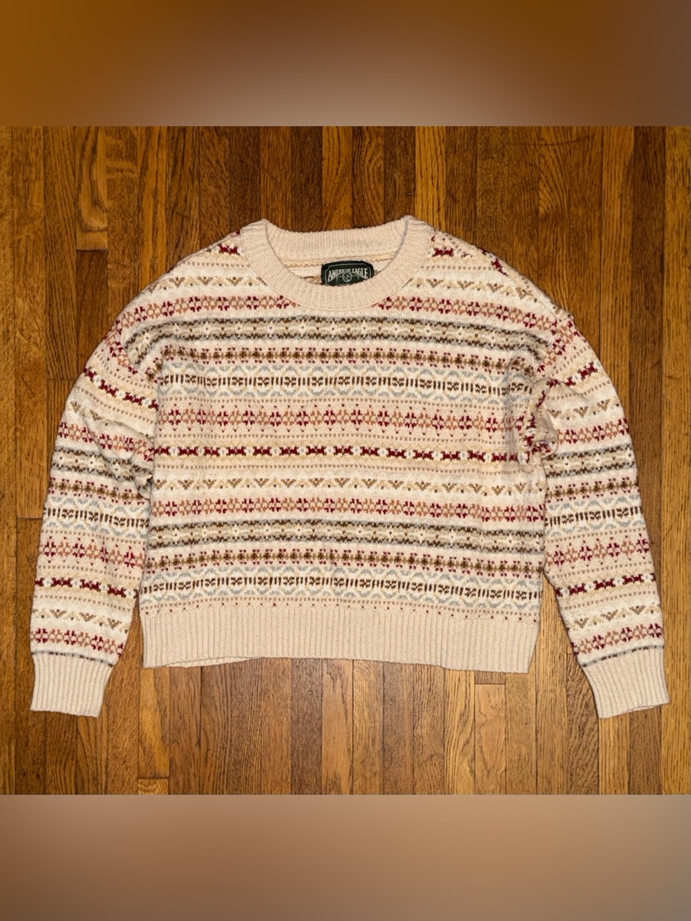 Women’s American Eagle Outfitters Cream Fair Isle Knit Sweater
